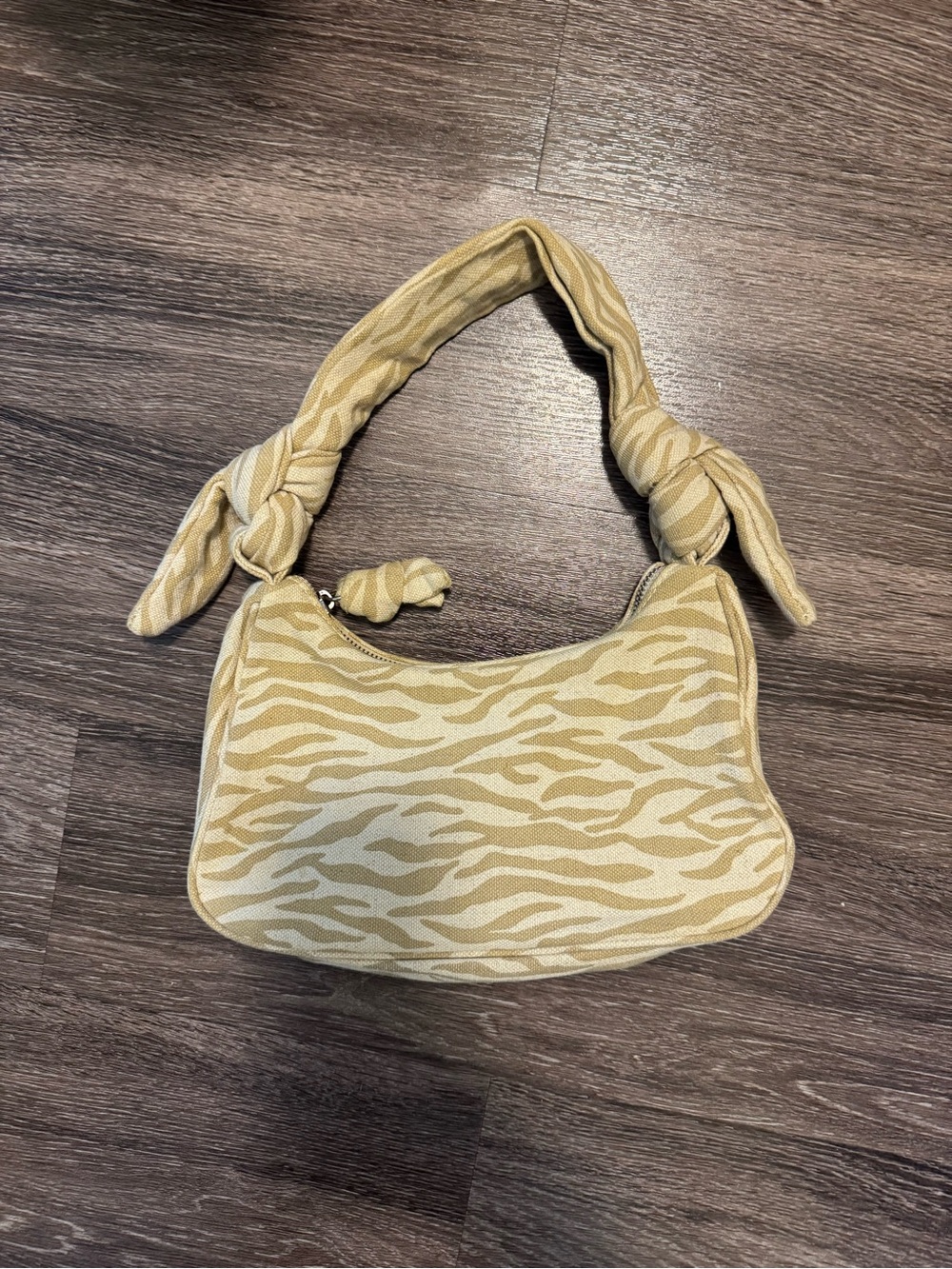 stradivarius Tan and Cream Zebra-Print Shoulder Bag